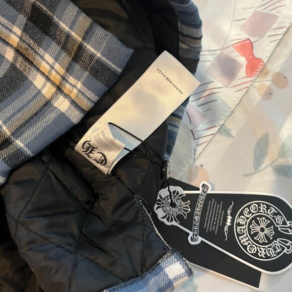 Chrome Hearts Sanskrit Check Quilted Shirt Blue And Black Check - Picture 6 of 9